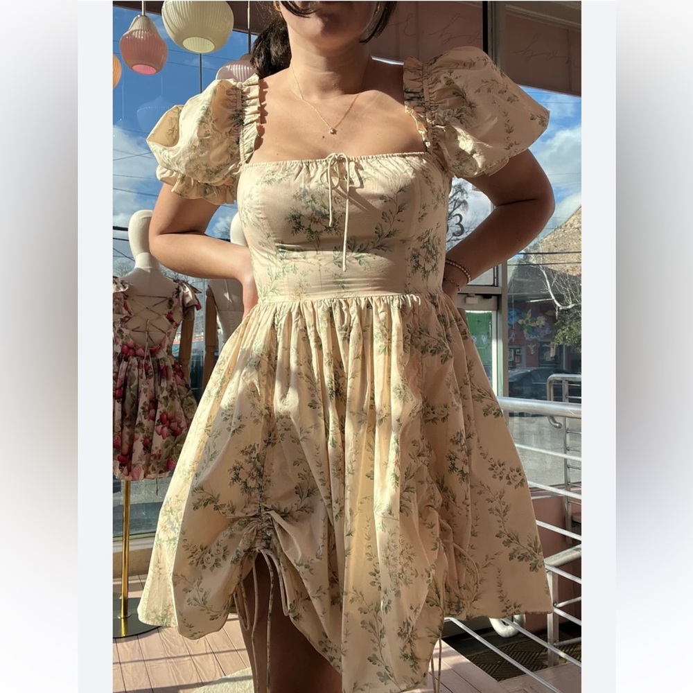 Selkie The Villa Mini Drawstring Ruched Romantics Dress Xs